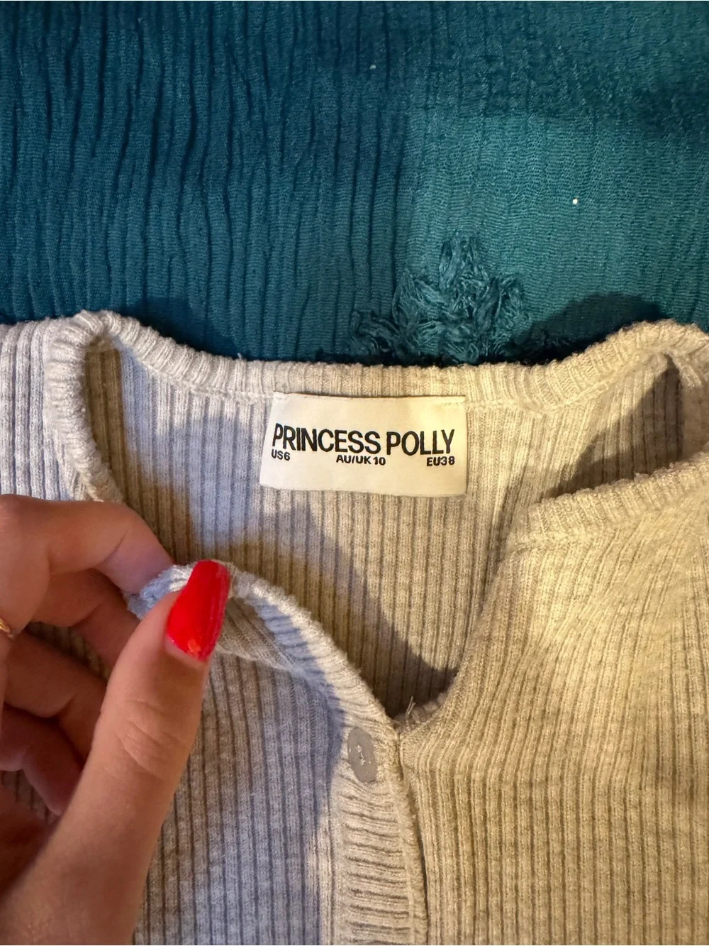 Princess Polly Ribbed Button-Front Top - Light Gray - Picture 2 of 3